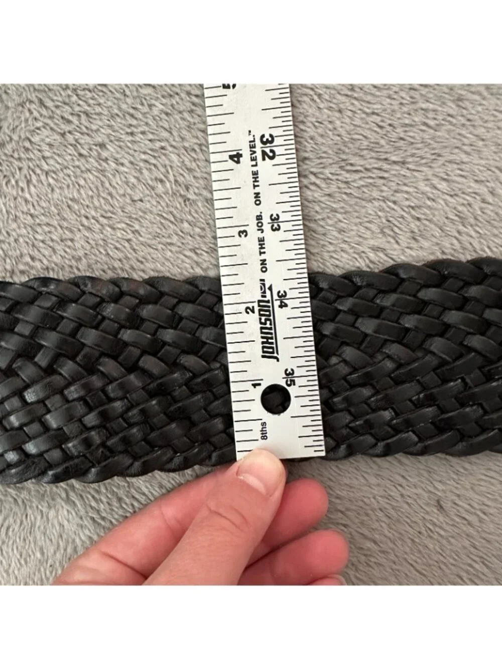 Y2K Gap Wide Woven Braided Black Leather Belt Womens MEDIUM